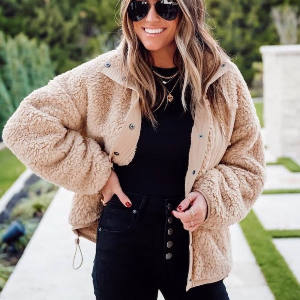 Abercrombie & Fitch Teddy Sherpa Snap Jacket